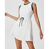 economico Abbigliamento Tennis da donna-Per donna Patchwork Abito da tennis Abito sportivo Senza Maniche Coulisse Pieghettato Traspirante Tennis Golf Pickleball Girocollo Tank Back Nero Rosso Verde Abbigliamento da tennis