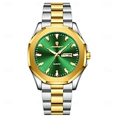 economico Orologi al quarzo-Orologio da polso di lusso da uomo, impermeabile, luminoso, con settimana e data, originale, in acciaio inossidabile, sportivo, al quarzo, da uomo.