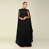 economico Matrimonio Informale / Di Giorno-Abiti A-Line Quinceanera elegante abito formale matrimonio lunghezza al pavimento maniche lunghe scollo alto chiffon con pieghe