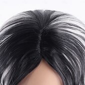 baratos Perucas Sintéticas sem Touca-Perucas sintéticas Ondulado Onda Profunda Corte em Camadas Com Franjas Fabrico à Máquina Peruca 28 polegadas A1 Cabelo Sintético Mulheres Clássico Confortável Cores Gradiente Branco
