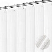 abordables Cortinas de ducha-Cortinas de ducha de tela gruesa texturizada de waffle Resistente a la humedad Forro con ganchos de acero inoxidable Calidad de lujo hotelera Verde salvia 180cm*180cm(70&quot;*70&quot;)