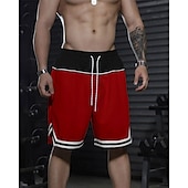 baratos Calções Estilo Casual-Homens calções atléticos Calção Shorts de basquete Bolsos Com Cordão Cintura elástica Riscas Conforto Respirável Curto Ao ar livre Esportes Clássico Casual Preto Vermelho