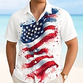 voordelige Vlag patroon-Independence Day Voor heren Amerikaanse Amerikaanse vlag Vaderlandslievend Vierde juli Overhemd Zomer overhemd Overhemd met knopen Korte mouw Mode-casual Buiten Feestdagen Zomer Lente Strijkijzer