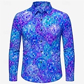 cheap Tops-1970s Shirt Disco Psychedelic Men&#039;s Halloween Carnival Pride Parade Pride Month Festival Adults&#039; Shirt