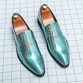 abordables Semi-formel-Chaussures à enfiler pour hommes à imprimé serpent métallisé turquoise - tendance, modernes, parfaites pour les sorties décontractées et les événements avant-gardistes