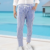 Herre Linbukser Bukser Sommerbukser Strandbukser Lomme Snorer Elastisk midje Stripet Komfort Pustende Feriereise Daglig Ferie Hawaiisk Bohem Svart Rød billige Ferie-Herre Linbukser Bukser Sommerbukser Strandbukser Lomme Snorer Elastisk midje Stripet Komfort Pustende Feriereise Daglig Ferie Hawaiisk Bohem Svart Rød