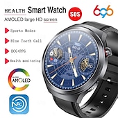 abordables Relojes inteligentes-Reloj inteligente et475 de 1,73&#039;&#039; con pantalla AMOLED, llamadas Bluetooth, emergencia SOS, modo multideportivo, detección de fatiga y sueño, corona giratoria y esfera redonda resistente al agua para hombre.