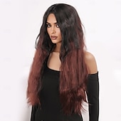 voordelige Synthetische trendy pruiken-synthetische pruik golvend krullend weef gelaagd kapsel met pony pruik 28 inch a1 synthetisch haar dames klassiek