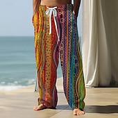 abordables Pantalons décontractés imprimés pour hommes-Homme Géométrique Lignes / Vagues Abstrait Pantalons Pantalons Amples Pantalon décontracté Taille Moyenne Occasionnel Extérieur Vacances Poches Latérales in in france they say Pontalon wide leg