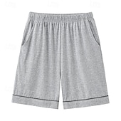 billiga Sov botten-Herr Vardagsklädsel Pyjamasshorts Slät Mode Klassisk Ledigt Hem Dagligen Säng Bomull Komfort Andningsfunktion Mjuk Shorts Elastisk midja Sommar Svart Blå