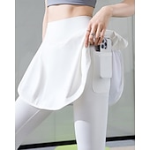billige Kjoler og shorts-Dame Ensfarget Uformelt skjørt Tennisskjørt med leggings Drapering Sidelommer Hurtigtørkende Tennis Golf Pickleball Bunner Svart Hvit Blå Spandex Tennis klær