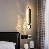 economico Luci a sospensione-Lampada a sospensione a LED moderna, lampada da comodino nera, lampada a sospensione in metallo verniciato, moderna 220-240 V 110-120 V