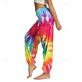 cheap Bottoms-Retro Vintage Boho 1970s Harem pants Yoga Pants Hippie Tie Dye Smocked Waist Rainbow Fancy Dress Women's Halloween Carnival Pride Parade Pride Month Festival Adults' Pants
