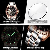 abordables Relojes mecánicos-Reloj de lujo de alta calidad para hombre, resistente al agua, luminoso, cronógrafo con fecha, reloj de acero inoxidable de cuarzo para hombre.
