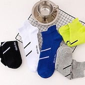 cheap Men's Socks-Men's 5 Pairs Multi Packs Socks Running Socks Casual Socks Black White Color Plain Vacation Sports &amp; Outdoor Daily Basic Medium Spring Fall Fashion Casual