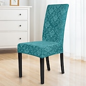 billige Spisestoltrekk-Trekk til spisestuestol med stretchjacquard-mønster i damaskmønster, tettsittende passform, polyester/spande, maskinvaskbar