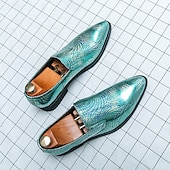 abordables Semi-formel-Chaussures à enfiler pour hommes à imprimé serpent métallisé turquoise - tendance, modernes, parfaites pour les sorties décontractées et les événements avant-gardistes