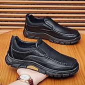economico Slip-ons e mocassini da uomo-scarpe slip-on da uomo in pelle marrone scuro con suola robusta - calzature resistenti e alla moda per uso esterno