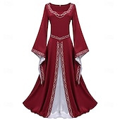 levne Šaty-Retro Středověké Renesanční Šaty Fancy kostým Viking Keltský rytíř Maškarní kostým Dámské Keltské předvečer Všech svatých Karneval Výkon LARP Ren Faire Dospělé Šaty