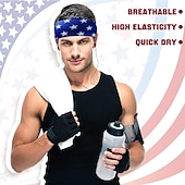preiswerte Haarstyling-Zubehör-Stirnbänder mit amerikanischer Flagge für Männer, patriotisches gedrehtes Haarband in Rot, Weiß und Blau, dehnbares, sportliches Haar-Accessoire für den Unabhängigkeitstag der USA, den Gedenktag