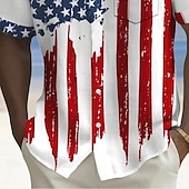 cheap Independence Day Shirts-Independence Day Men&#039;s American US Flag Patriotic Fourth of July Shirt Summer Shirt Button Up Shirt Short Sleeve Fashion Casual Holiday Summer Spring Turndown 3D Print Collared Shirts Front One Pocket