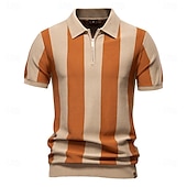 economico Polo Elite da Uomo-Per uomo Polo Maglione polo lavorato a maglia Formale Lavoro Collo ripiegato Manica Corta Confortevole Stile Vecchio Denaro A righe Strisce verticali Stripe-Trim Righe Primavera Nero Giallo Blu marino