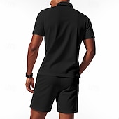 voordelige Klassieke polo voor heren-Voor heren Wafel Poloshirts Polo met kwartrits Dagelijks Feestdagen Revers Korte mouw Modieus Basic Effen 2-stuks Zomer Normale pasvorm Zwart Wit Marineblauw Koningsblauw Groen Khaki Wafel Poloshirts