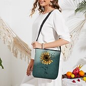 ieftine Genți Poștaș-Geantă crossbody pentru femei cu imprimeu de floarea-soarelui - geantă de umăr din material textil impermeabil de mare capacitate, cu curea de umăr reglabilă, design inspirat de „credință”, potrivită pentru timpul liber, călătorii și utilizare zilnică