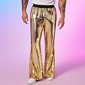 economico pantaloni casual-Per uomo Pantaloni da discoteca Pantaloni Pantaloni casual Paillettes Tasca Elastico in vita Semplice Comodità Feste Palcoscenico Luci da discoteca Vintage Glitter Argento Rosso Micro-elastico