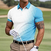 levne Pánské golfové polo tričko-Pánské Geometriské vzory Sportovní polokošile Krátký rukáv Polo tričko Košile s límečkem Na běžné nošení Škola Venkovní Denní nošení 3D tisk Léto Černá Rubínově červená Nebeská modř