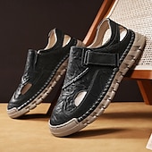 billiga Avslappnade sandaler-herrsandaler bruna friluftssandaler med kardborreband och bekväm design för vandringsresor och vardagsbruk