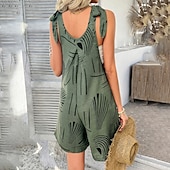 abordables Mono-Mujer Normal Mono Casual Floral Sin Mangas Escote en U Estampado Calle Noche Ajuste regular Rosa Verde Ejército Rojo Verano