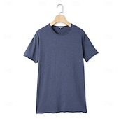 cheap Cotton Linen T-shirts-2 Pack Cotton Men&#039;s T Shirt Tee Top Short Sleeve Short Sleeves Crew Neck Round Neck Summer Plain Fashion Designer Basic Classic Style Basic Vacation Street Casual Orange Blue Army Green  Black Tee