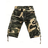 baratos Clássico-Homens Bermuda Cargo Shorts camuflados Calção Shorts de verão Bolso multi Bolso com aba Côr Camuflagem Conforto Vestível Comprimento do joelho Ao ar livre Esporte Diário Moda Casual Azul Marinho Cáqui