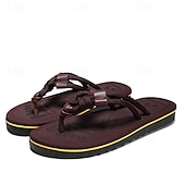 billiga Semester Sandaler-Herrbruna flip-flops i repstil med vadderad sula – bohemiskt inspirerade sommarsandaler för kustpromenader, stränder och vardagsbruk