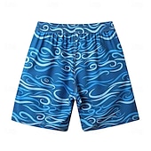 baratos Calções para Homem-Homens Calção Shorts de praia Com Cordão oceano Abstrato Arte abstrata Respirável Secagem Rápida Comprimento do joelho Ao ar livre Férias Casa Férias Estilo Étnico Azul Céu Azul Marinha Com Stretch
