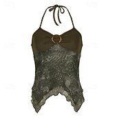 ieftine Topuri Boho-Pentru femei Cămașă Boho Bluză Floare Modern Boho Fără manșon Gâtul halter Topuri obișnuite Zilnic Concediu Ieșire Imprimeu Maro Trifoi Vară