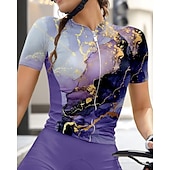 abordables Maillots pour femmes-Femmes Maillot de cyclisme Graphique Géométrique Manche Courte Cyclisme Maillot Top avec 3 poches arrière Écran solaire Résistant aux UV Séchage Rapide Bandes réfléchissantes Des sports Violet