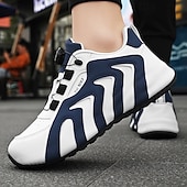 abordables Zapatillas Informales-Zapatillas deportivas blancas y rojas para hombre con cierre boa: de alto rendimiento, elegantes, ideales para correr, gimnasio y ropa informal.