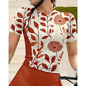 abordables Maillots de mujer-Mujer Maillot de Ciclismo Manga Corta Bicicleta Maillot Camiseta con 3 bolsillos traseros Filtro Solar Resistente a los rayos UV Transpirable Secado rápido Naranja Deportes Ropa