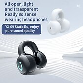 cheap TWS True Wireless Headphones-YX09 Open-Ear Wireless Earbuds Bluetooth 5.3 – Ultra-Light Clip-On Headphones with Mic, Low Latency, Waterproof, for Running, Gaming, Phone Calls