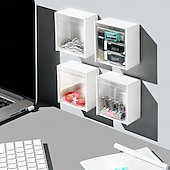cheap Jewelry &amp; Cosmetic Storage-Wall-Mounted Flip Storage Boxes for Bathroom, No-Drill Makeup Organizer for Cotton Swabs, Hair Ties, Lipsticks, Ideal for Vanity, Bathroom, and Living Room