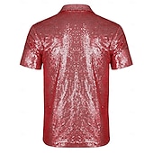 preiswerte Oberteile-Retro Vintage 1970er Rave T-Shirt Polo Kurze Ärmel Disco Pailletten Herren Halloween Karneval Musikfestival Pride Parade Pride-Monat Erwachsene T-shirt Frühling &amp; Sommer