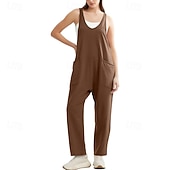 Damskie Normalny Kombinezon Moda miejska Jednokolorowe Bez rękawów Dekolt w kształcie litery U Kieszeń Ulica Codzienny Regularny Czarny Jasnozielony Rumiany róż Lato tanie casualowe kombinezony-Damskie Normalny Kombinezon Moda miejska Jednokolorowe Bez rękawów Dekolt w kształcie litery U Kieszeń Ulica Codzienny Regularny Czarny Jasnozielony Rumiany róż Lato