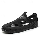 billiga Avslappnade sandaler-Herrsandaler Bruna Mesh-utomhussandaler med justerbara remmar och vadderad sula för vandring, strand och sommaräventyr
