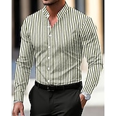 economico camicia da uomo con bottoni-Per uomo Camicia Camicia Estiva Camicia casual Camicia da Spiaggia Camicia con Bottoni Nero Bianco Rosa Verde militare Manica Lunga Semplice Collo alla coreana Vacanza Camicia hawaiana Bottoni