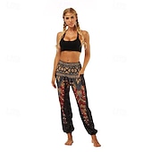 abordables Fondos-Retro Antiguo Boho Años 70 Pantalones Harem Pantalones de yoga Hippie Cintura elástica Pavo real Plumas Mujer Víspera de Todos los Santos Carnaval vacaciones en la playa Fiesta temática retro Festival