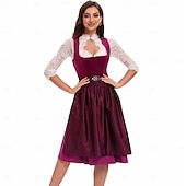 Χαμηλού Κόστους Dirndl-Φόρεμα Dirndl Γυναικείου Πράσινου Βαυαρίας με Ποδιά Σατέν και Μπλούζα Δαντέλας για το Oktoberfest