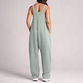 Damskie Normalny Kombinezon Moda miejska Jednokolorowe Bez rękawów Dekolt w kształcie litery U Kieszeń Ulica Codzienny Regularny Czarny Jasnozielony Rumiany róż Lato tanie casualowe kombinezony-Damskie Normalny Kombinezon Moda miejska Jednokolorowe Bez rękawów Dekolt w kształcie litery U Kieszeń Ulica Codzienny Regularny Czarny Jasnozielony Rumiany róż Lato