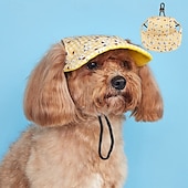 abordables Sombrero de sol-Gorra de béisbol para perro, visera playera de verano para perro y gato con agujeros para las orejas, tocado ajustable para cachorros